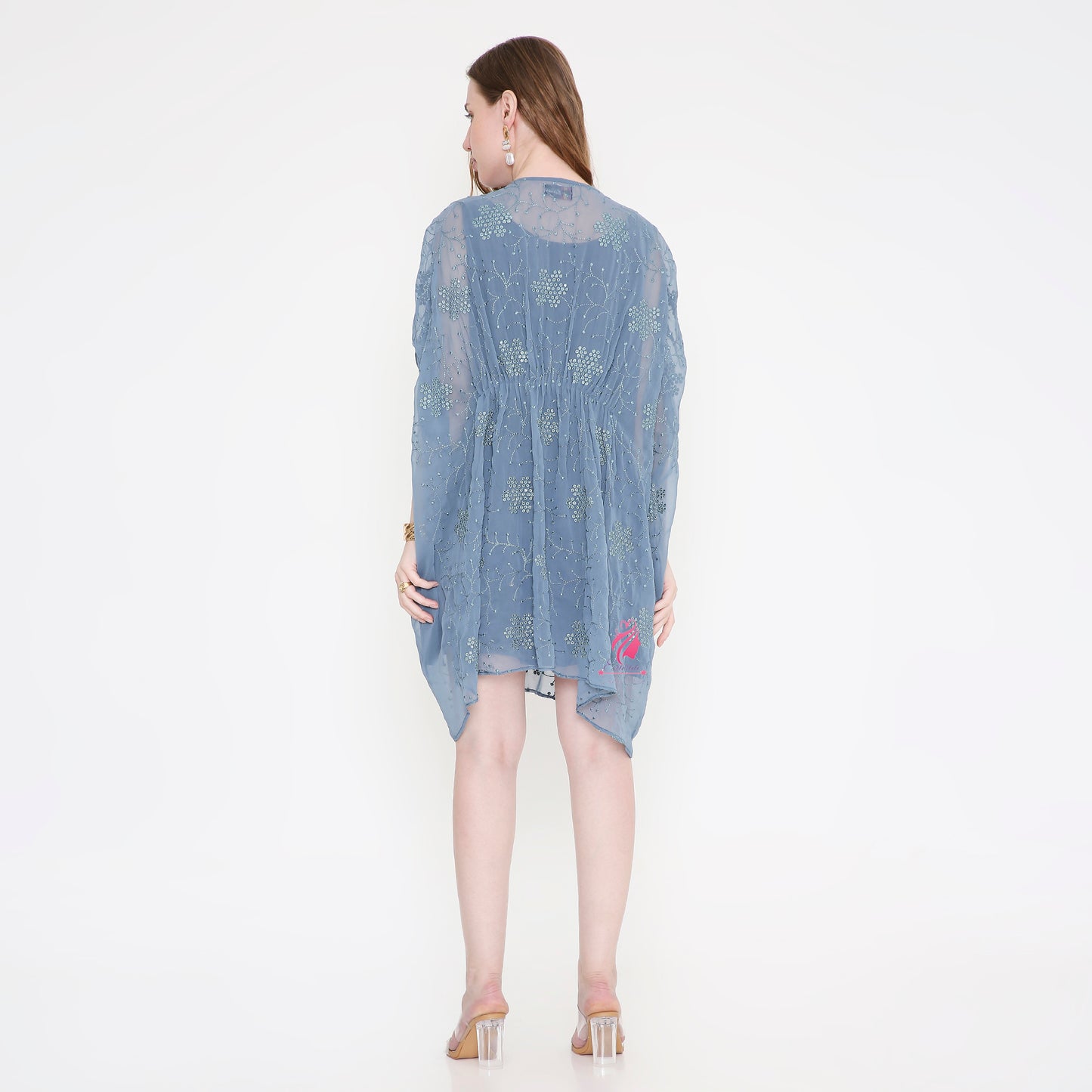 Grey embroidered Kaftan Dress - EIARAA STUDIO