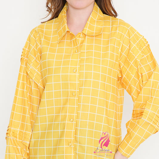 Yellow chequered Shirt - EIARAA STUDIO