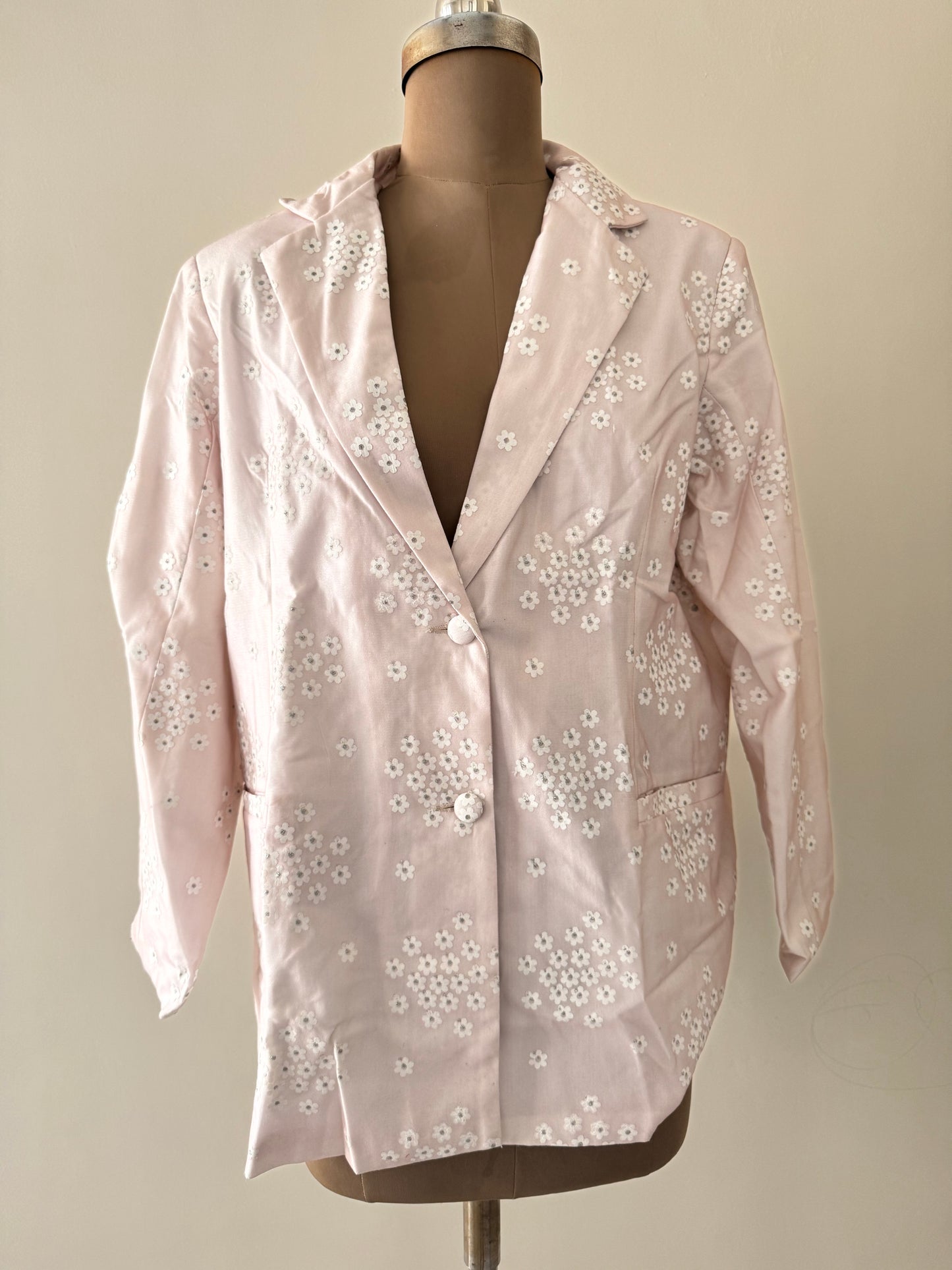 Light Pink and White Blazer - EIARAA STUDIO