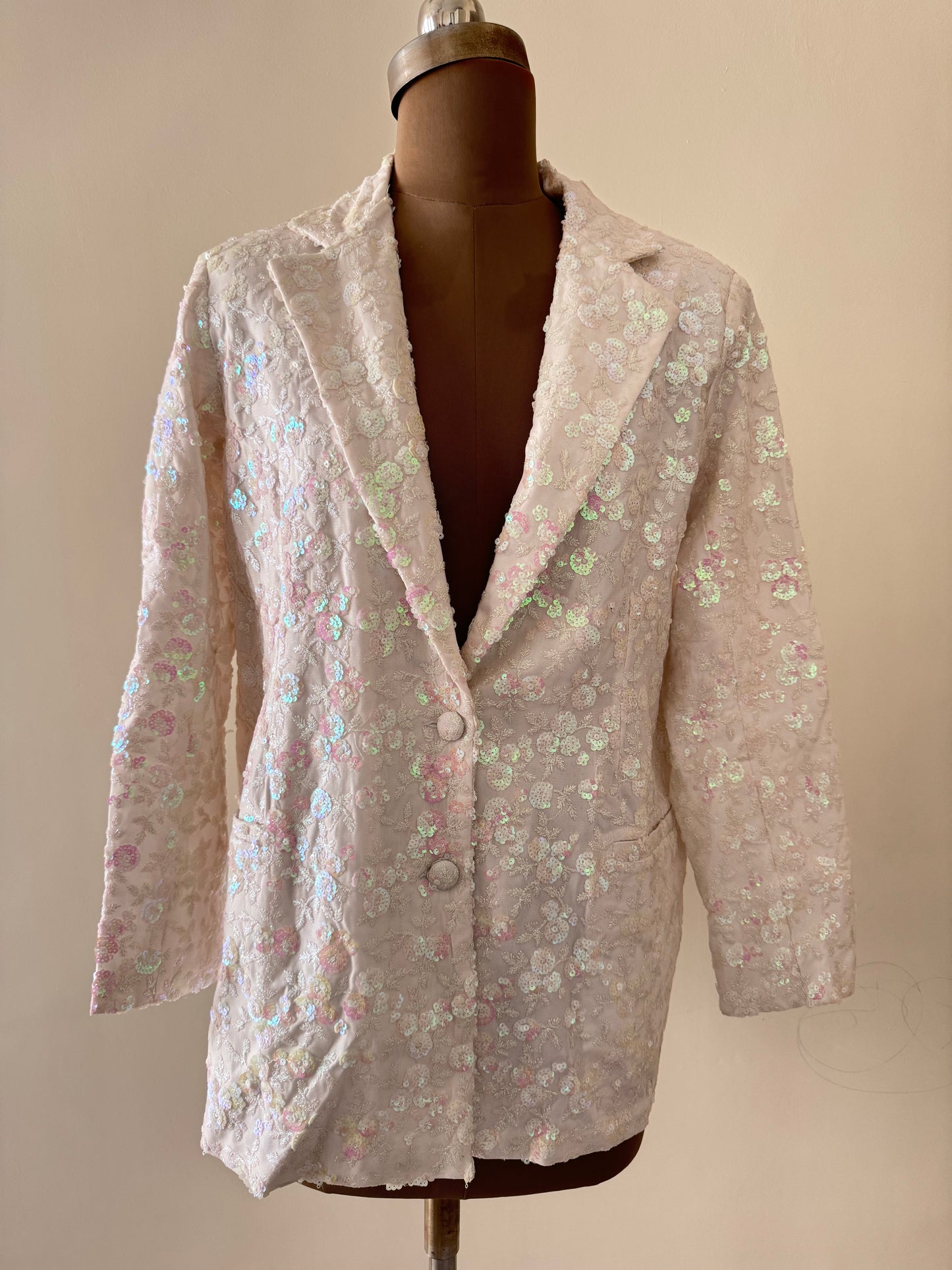 Pastel Pink Sequin Blazer - EIARAA STUDIO