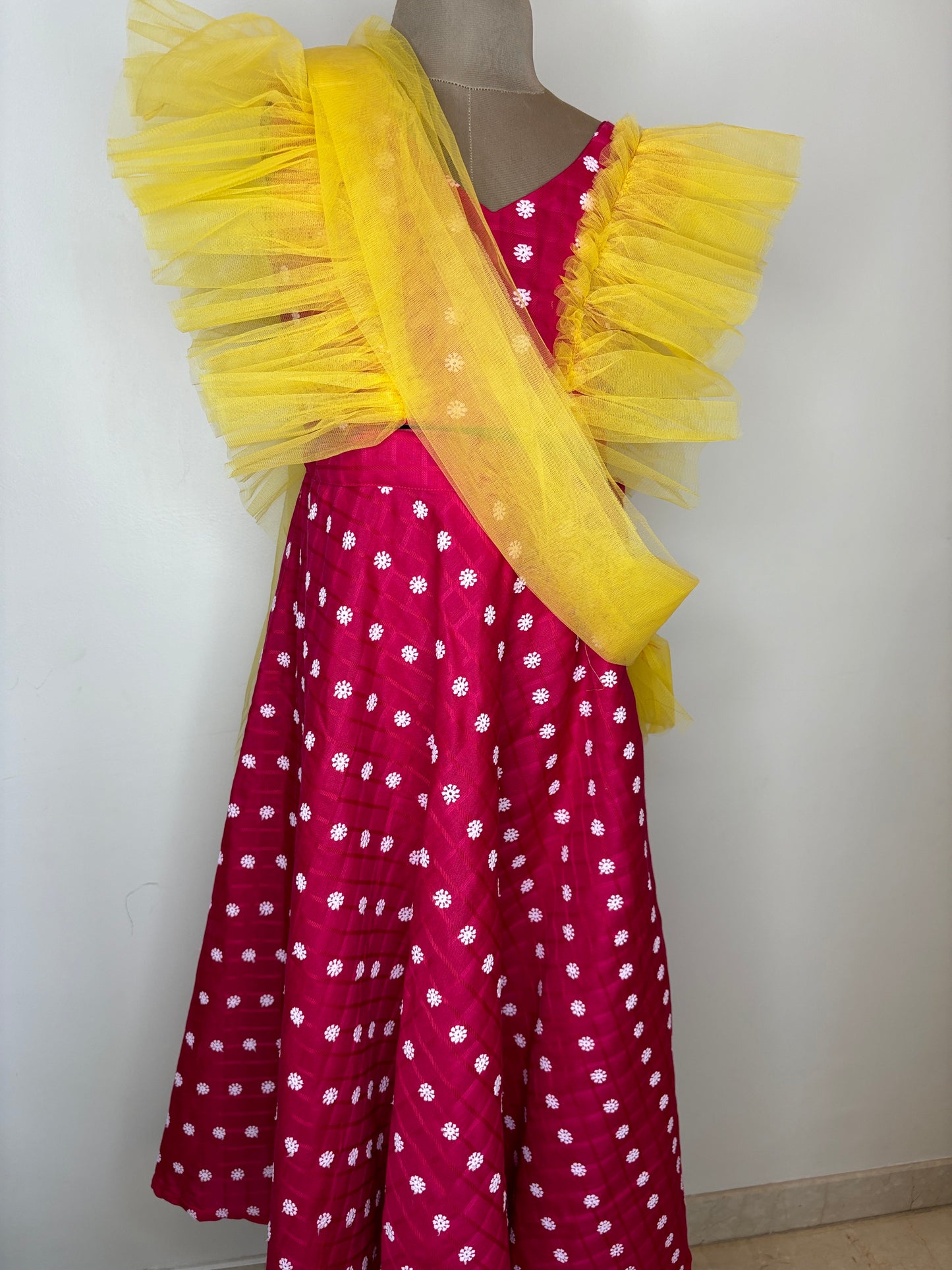 Pink and Yellow Lehenga Set - EIARAA STUDIO