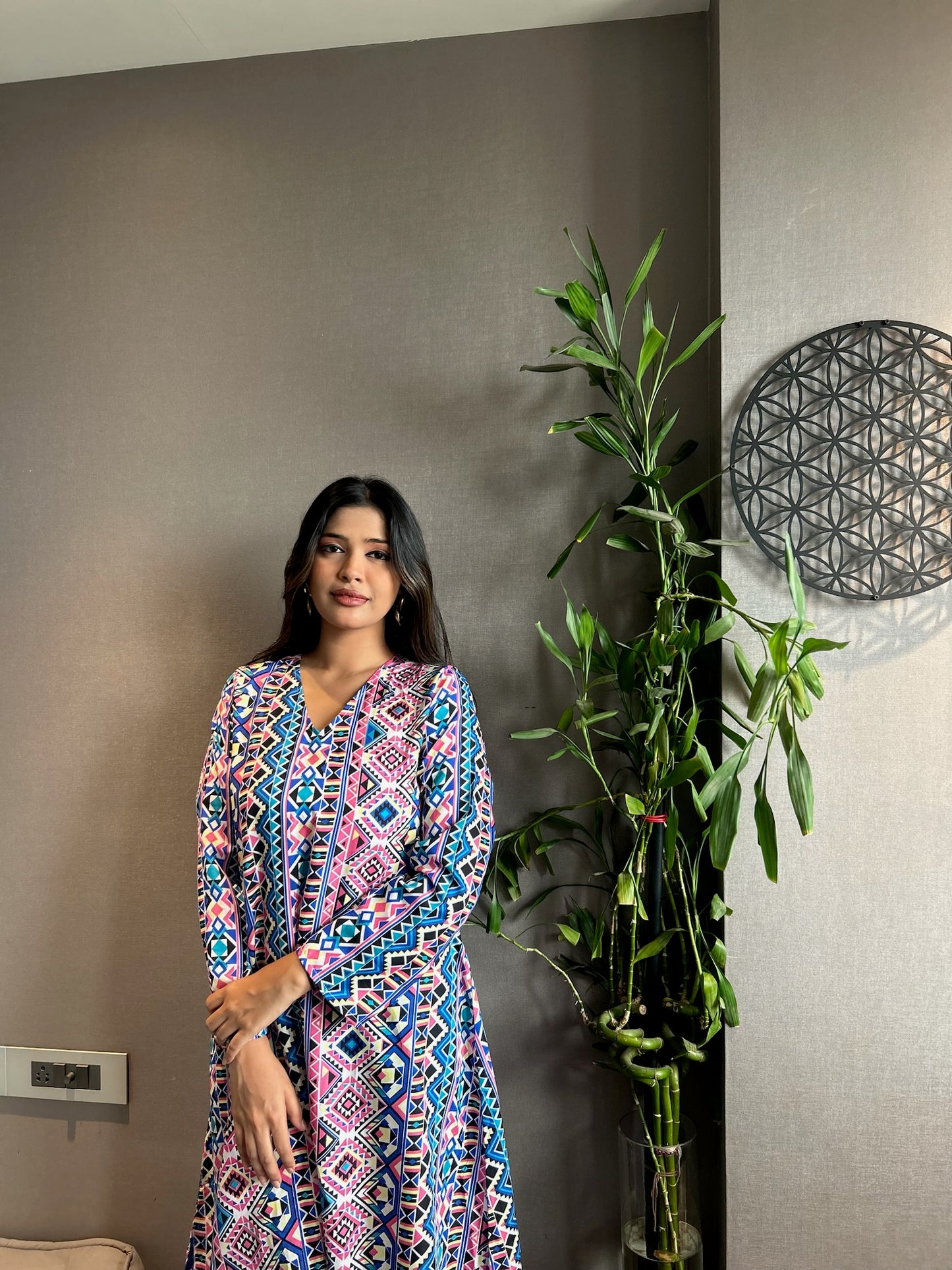 Pink and Blue Kurti & Pink Pant - EIARAA STUDIO