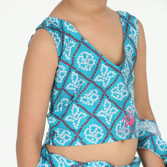Blue bandhini Lehenga set - EIARAA STUDIO