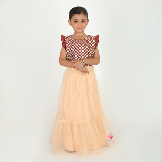 Maroon Peach Lehenga set - EIARAA STUDIO