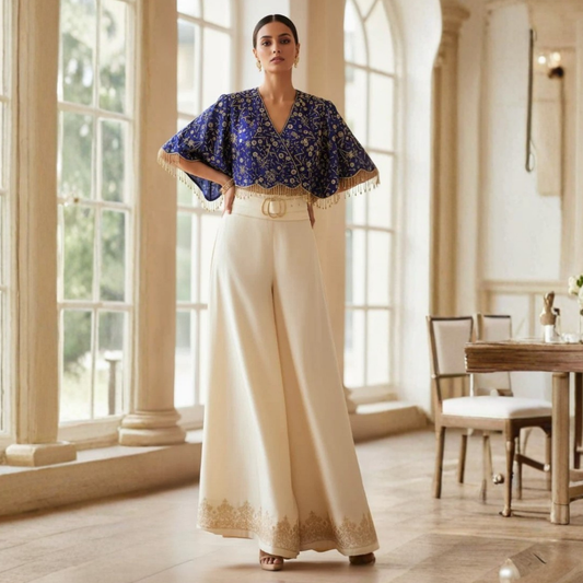 Embroidered Cape Co-ord Set