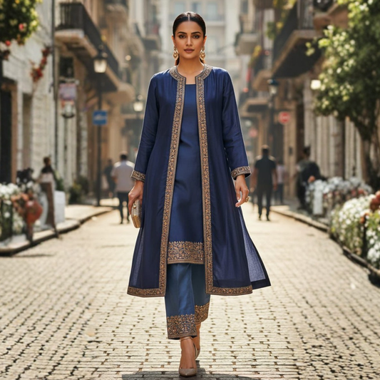 Embroidered Long Kurta Set