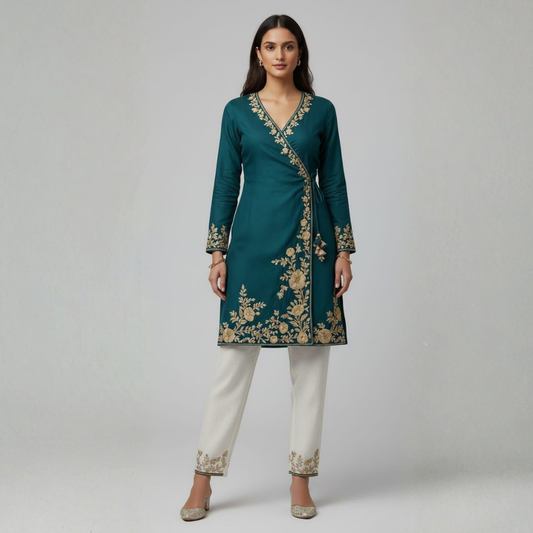 Angrakha-Style Kurta Set