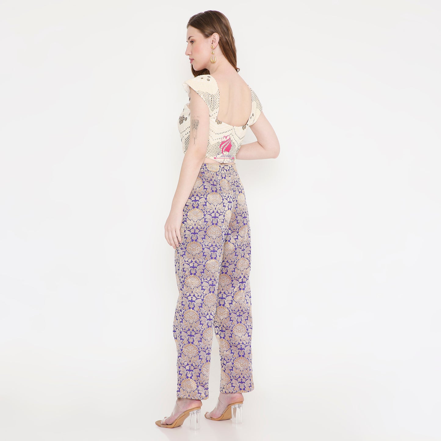 White and Purple Co-Ord Set - EIARAA STUDIO