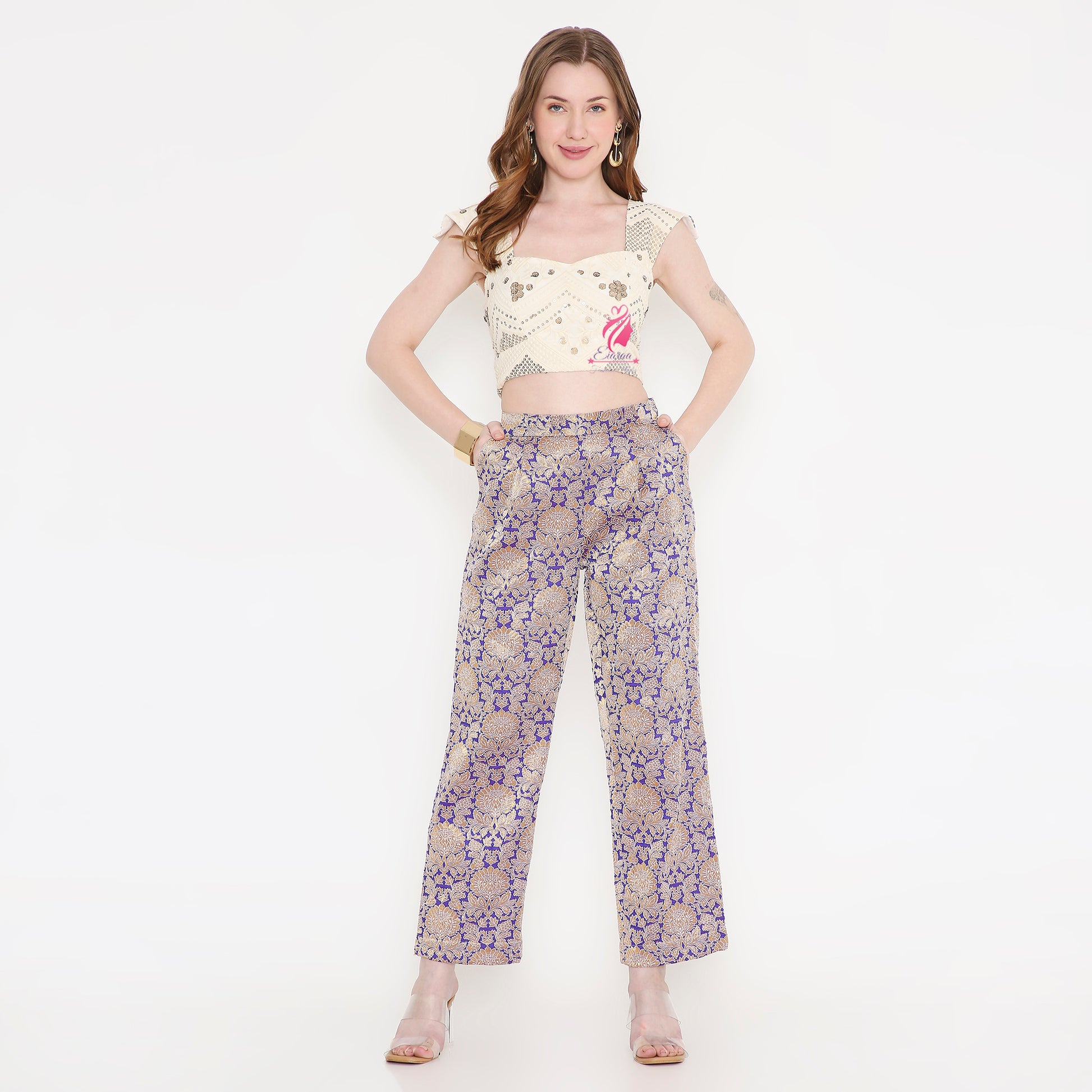 White and Purple Co-Ord Set - EIARAA STUDIO