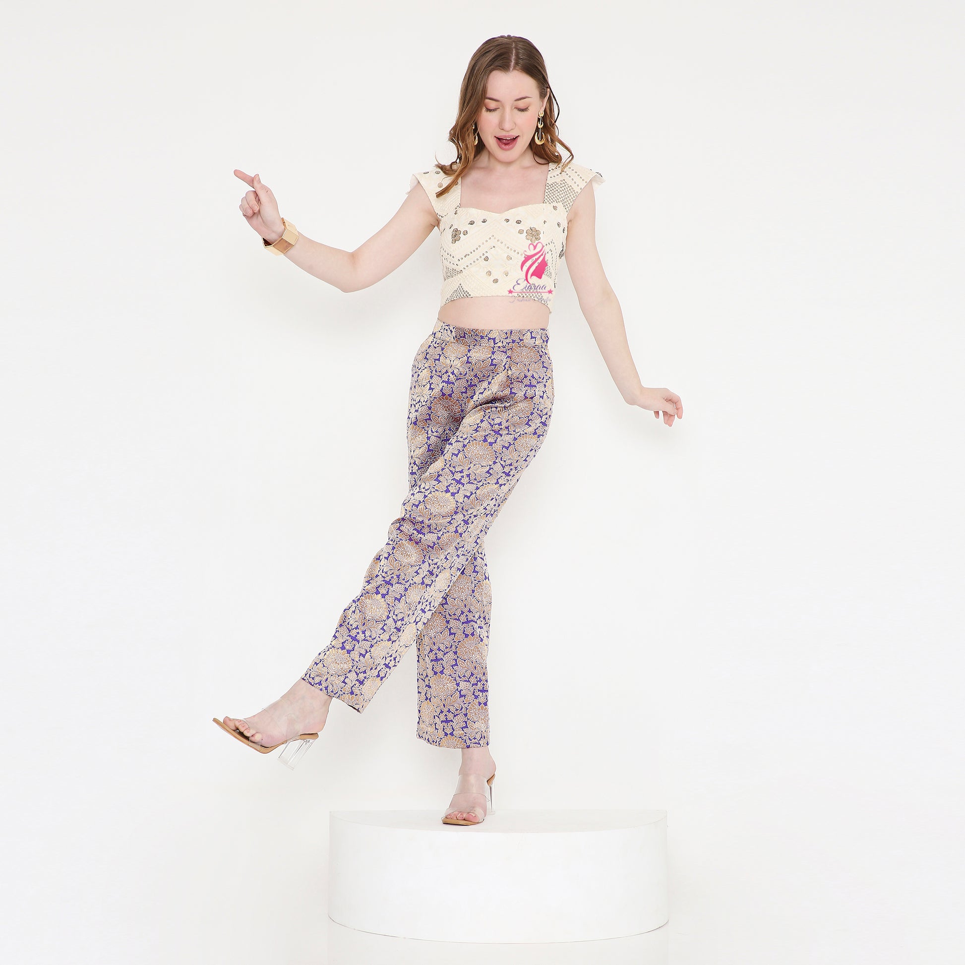 White and Purple Co-Ord Set - EIARAA STUDIO