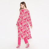 Floral Pink Kurti & pink Pant