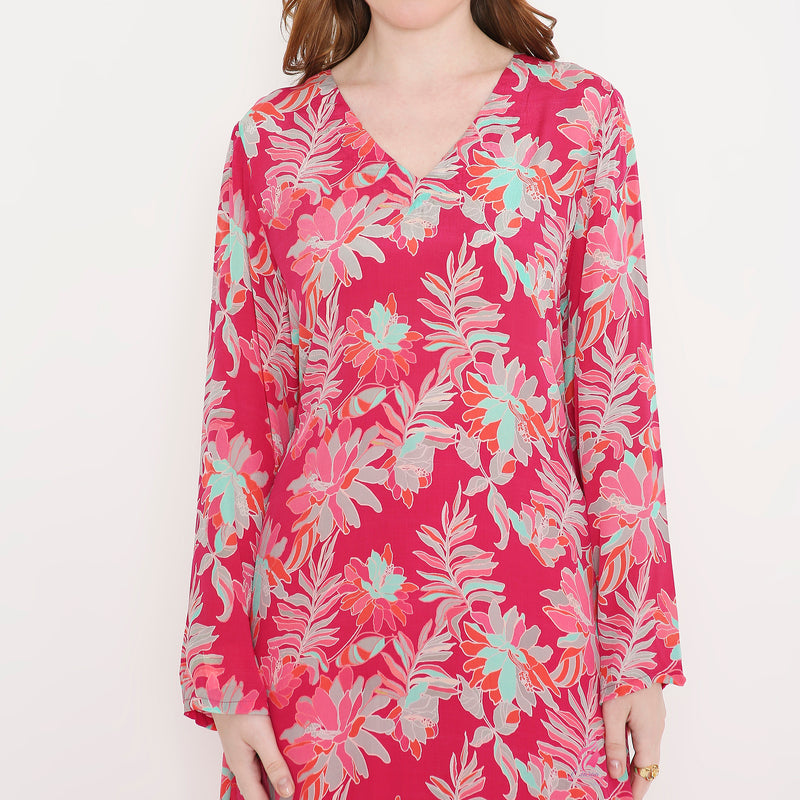 Floral Pink Kurti & pink Pant