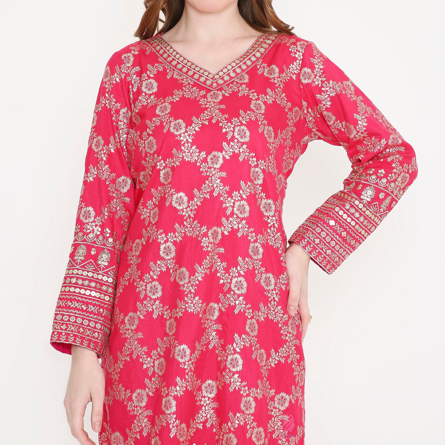 Rani Pink Embroidery Kurti & Pant - EIARAA STUDIO