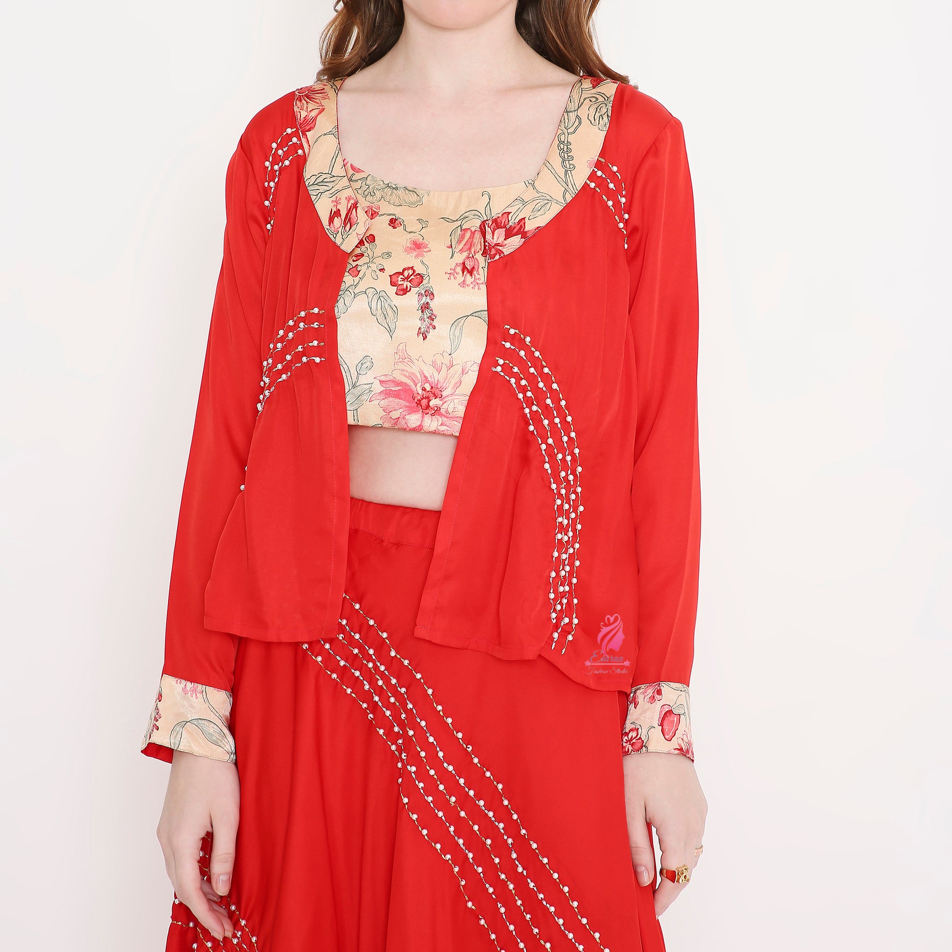 Red Lehenga set with Jacket - EIARAA STUDIO
