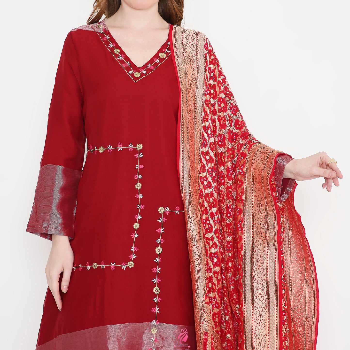 Maroon embroidered suit - EIARAA STUDIO