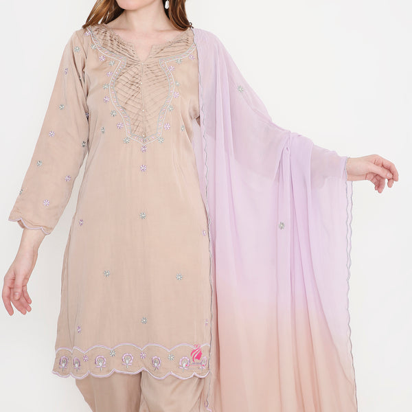 ROSE GOLD EMBROIDERD SUIT