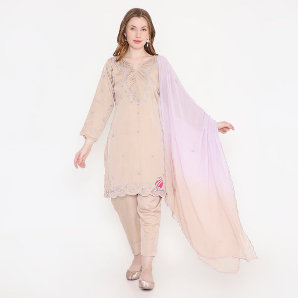 ROSE GOLD EMBROIDERD SUIT