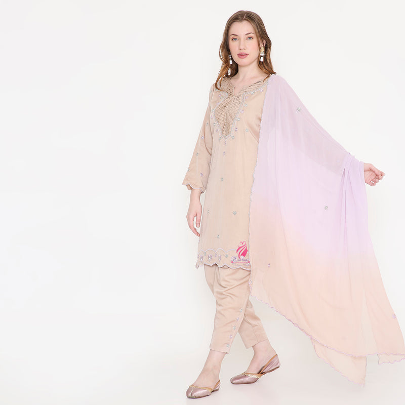 ROSE GOLD EMBROIDERD SUIT