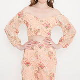 Peach embroidered coord set