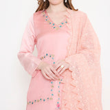 Pastel peach embroidered suit