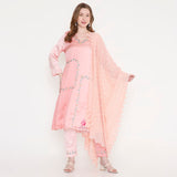 Pastel peach embroidered suit