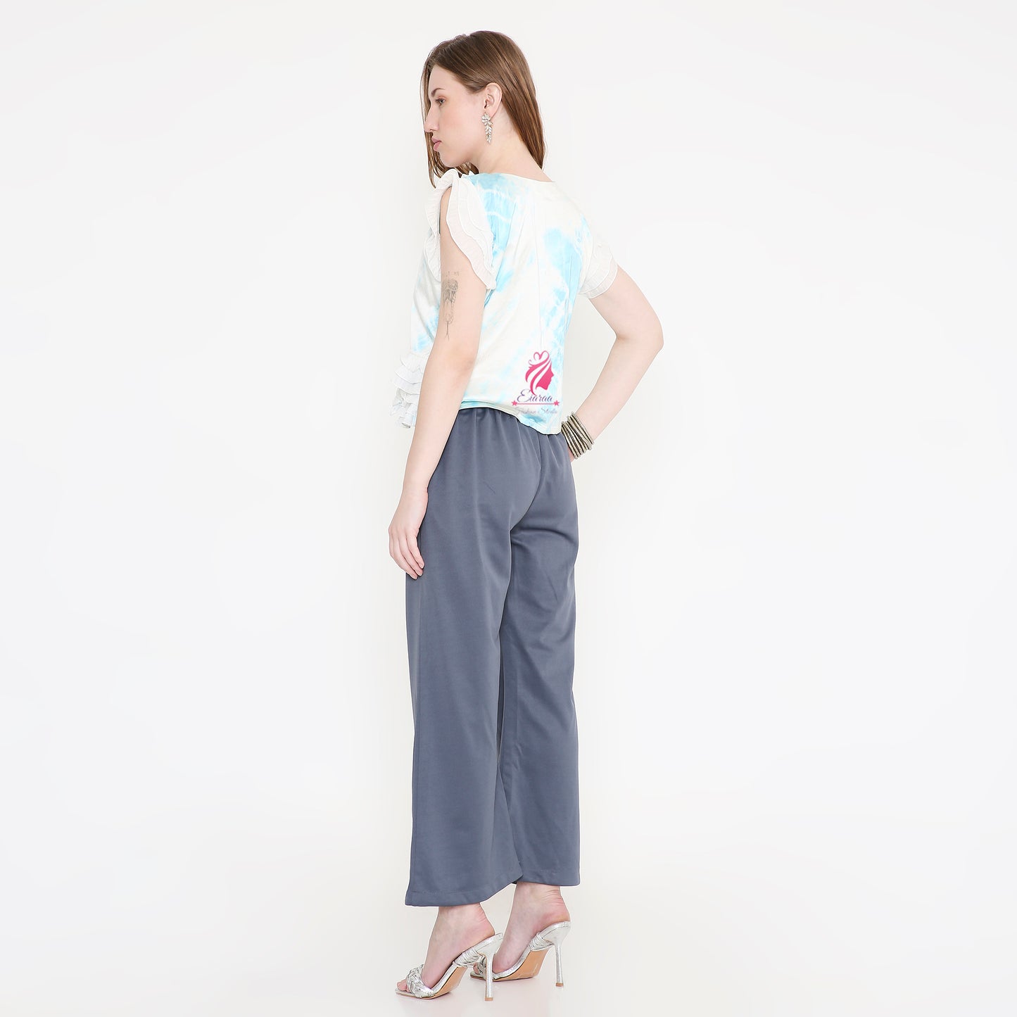 Grey pant with tie dye shirt set - EIARAA STUDIO