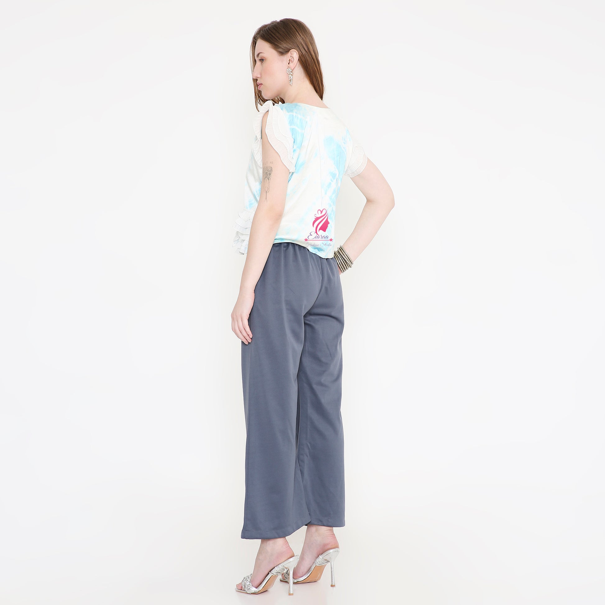 Grey pant with tie dye shirt set - EIARAA STUDIO