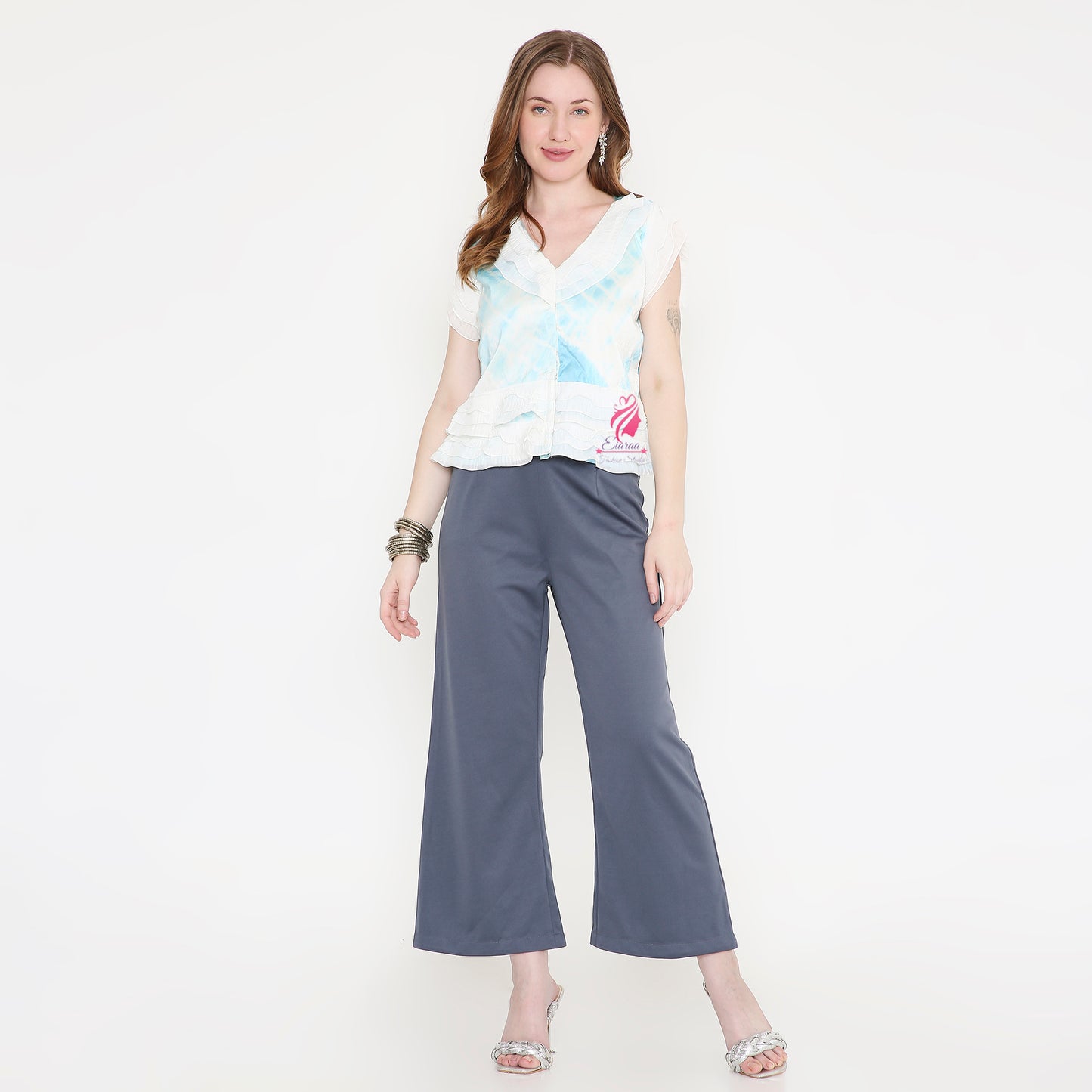 Grey pant with tie dye shirt set - EIARAA STUDIO