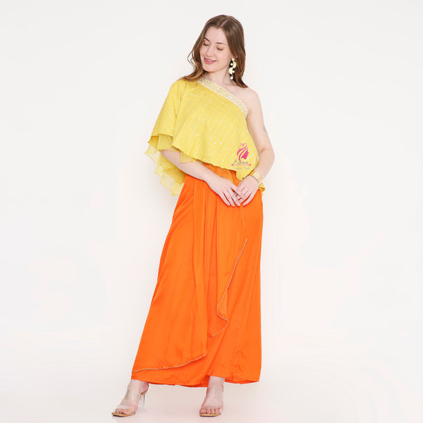 Orange Yellow skirt top