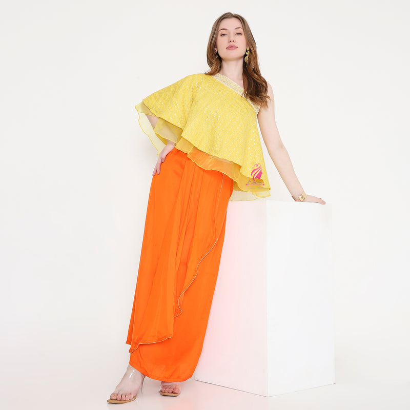 Orange Yellow skirt top