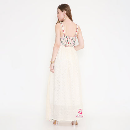 White Colourful Strap Dress - EIARAA STUDIO