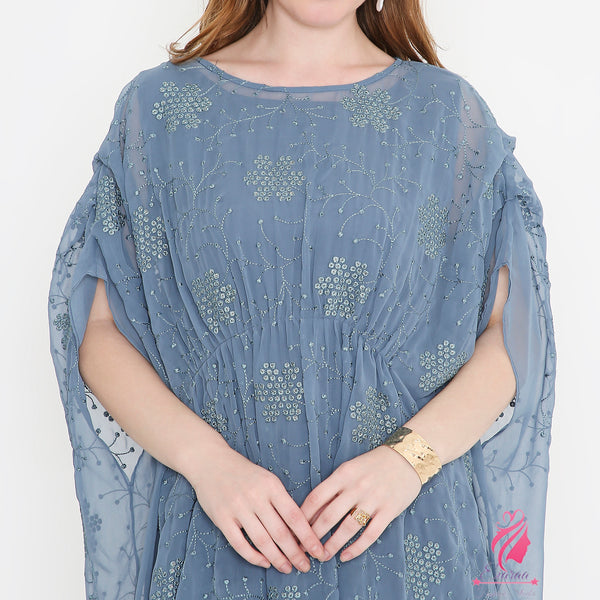Grey embroidered Kaftan Dress