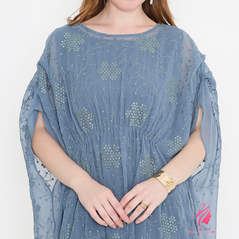 Grey embroidered Kaftan Dress