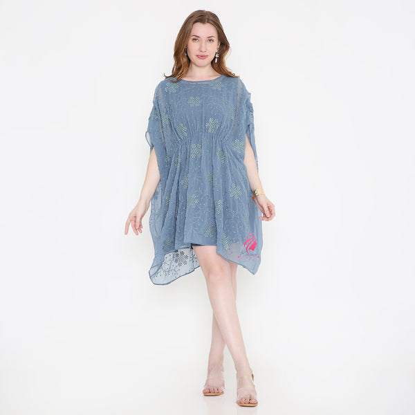Grey embroidered Kaftan Dress