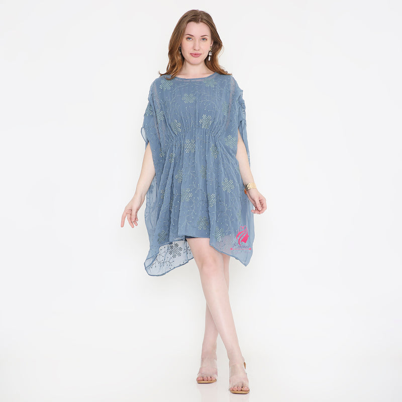 Grey embroidered Kaftan Dress