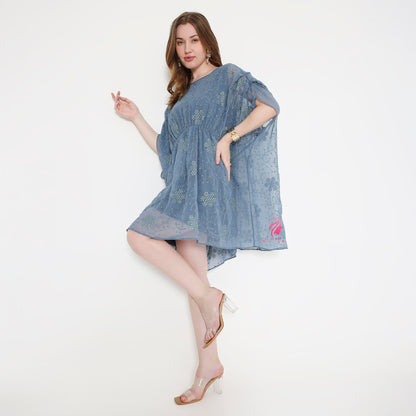 Grey embroidered Kaftan Dress - EIARAA STUDIO