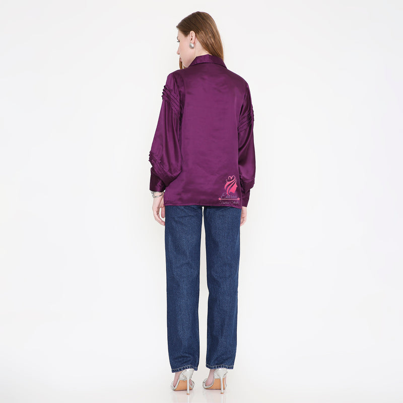 Purple Front Embroidery Shirt