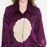Purple Front Embroidery Shirt