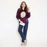 Purple Front Embroidery Shirt