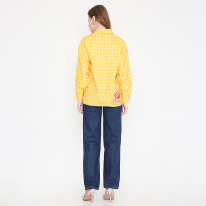 Yellow chequered Shirt - EIARAA STUDIO