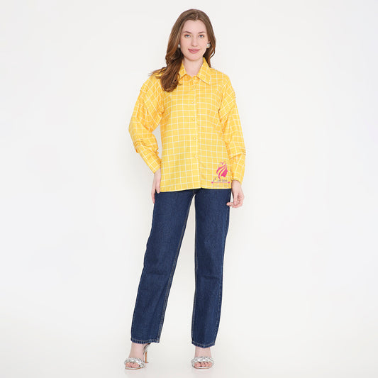 Yellow chequered Shirt - EIARAA STUDIO