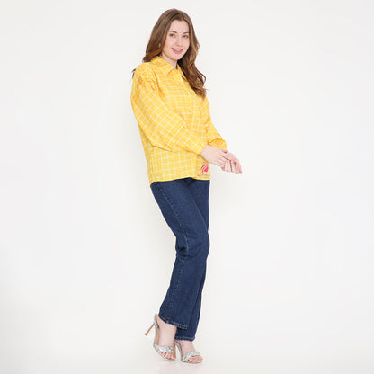 Yellow chequered Shirt - EIARAA STUDIO