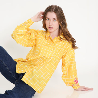 Yellow chequered Shirt - EIARAA STUDIO