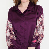Purple Sleeves Embroidery Shirt