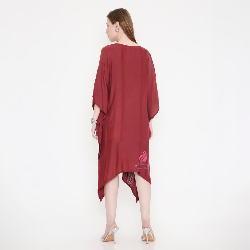 Maroon Katdana embroidery kaftan