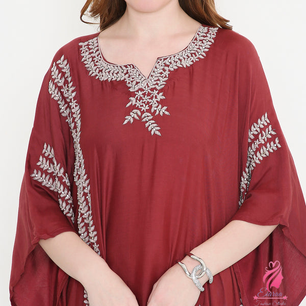 Maroon Katdana embroidery kaftan