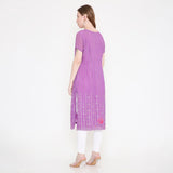 Purple Embroidered Kurti