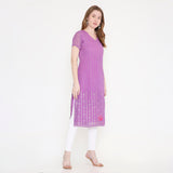 Purple Embroidered Kurti