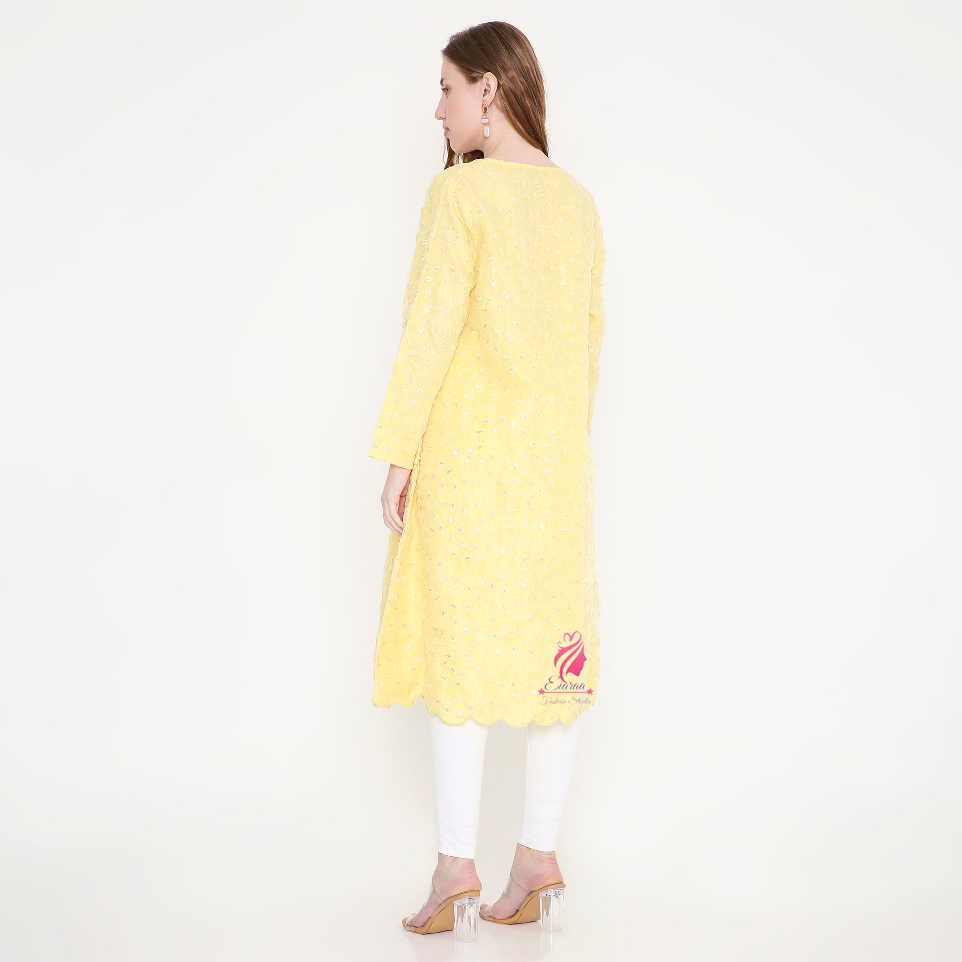 Yellow Embroidered Kurti - EIARAA STUDIO