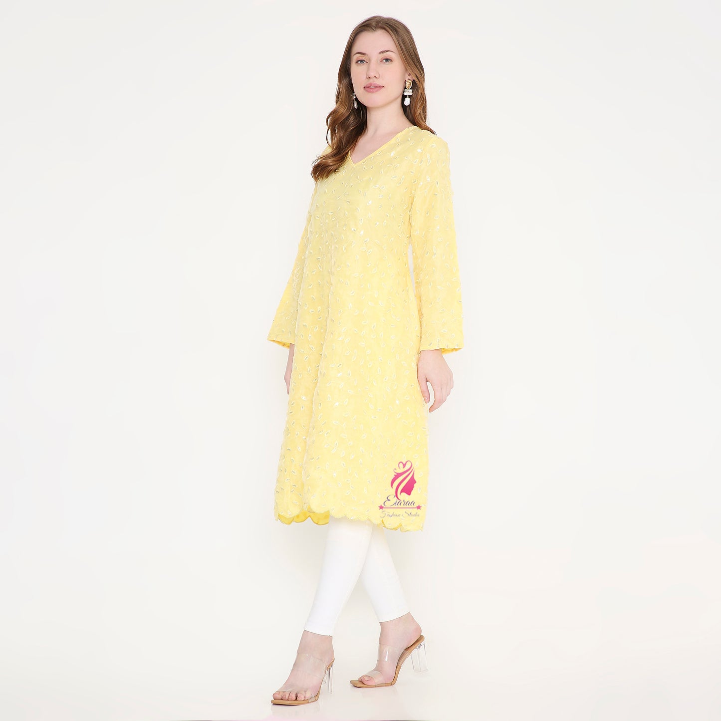 Yellow Embroidered Kurti - EIARAA STUDIO